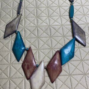 Vintage Dyed Bone Bead Necklace Tribal Ethnic Boho Jewelry 21”